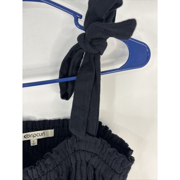 Rip Curl Blk Norah Top Large With Tags Smocking Ties Beach - Picture 5 of 15